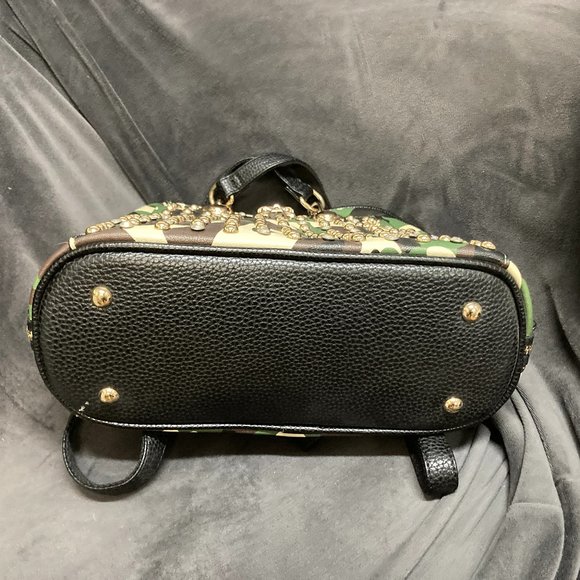 Women's/Kids Camouflage Backpack with Skull and Sequins Tan/Green/Brown - Picture 4 of 5